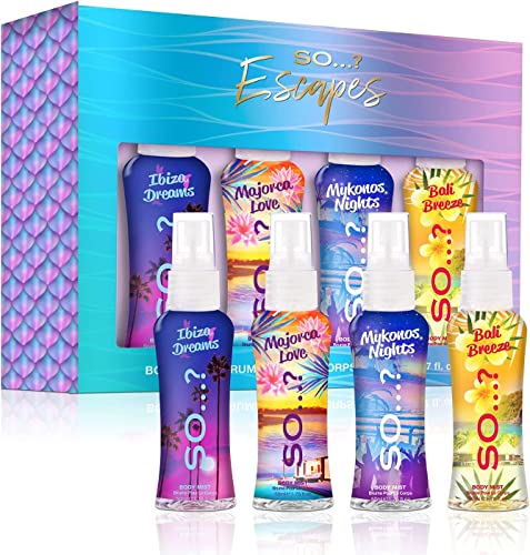 So…? Summer Escapes Damen Geschenkset Bündeln, Duftendes Körperspray (4x50ml) von So...?