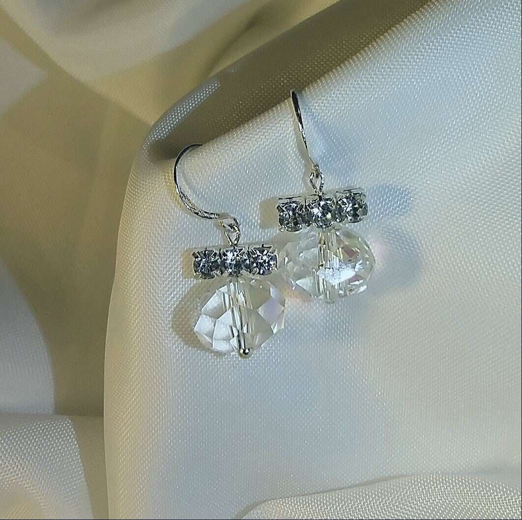 Kristall Glas Perle Zirkonia Diamant Silber Ohrringe-Geschenk-Braut Kader Geschenk - Brautschmuck Schmuck Geschenk-Bff Geschenk-Prom-Geschenk Für von SoClassyBags