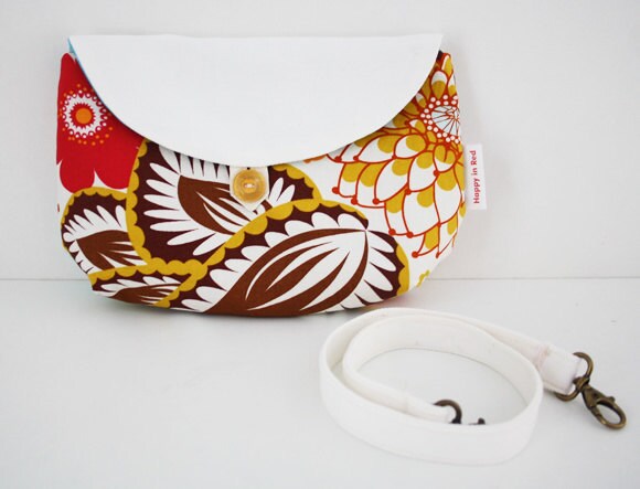 Kupplung Abnehmbaren Schultergurt. Rot, Braun, Blau, Senf, Polkadots Kupplung Abnehmbaren Schultergurt. Rot, Braun, Blau, Senf, Polkadots von SoHappyInRed