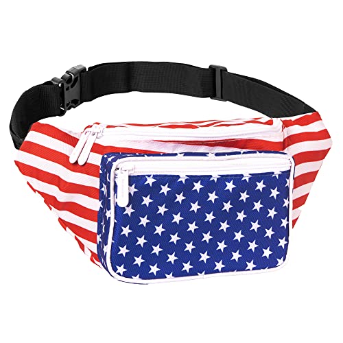 Bauchtasche für Damen und Herren – Gürteltasche – leichte Gürteltasche für Reisen, Sport, Wandern, USA Amerikanische Flagge Stars and Stripes v2, One_Size von SoJourner Bags