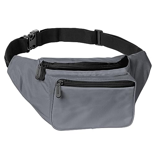 Bauchtasche für Damen & Herren - Hüfttasche Pack - Leichte Gürteltasche für Reisen Sport Wandern, Grauer Glanz, One-Size, Bauchtasche von SoJourner Bags