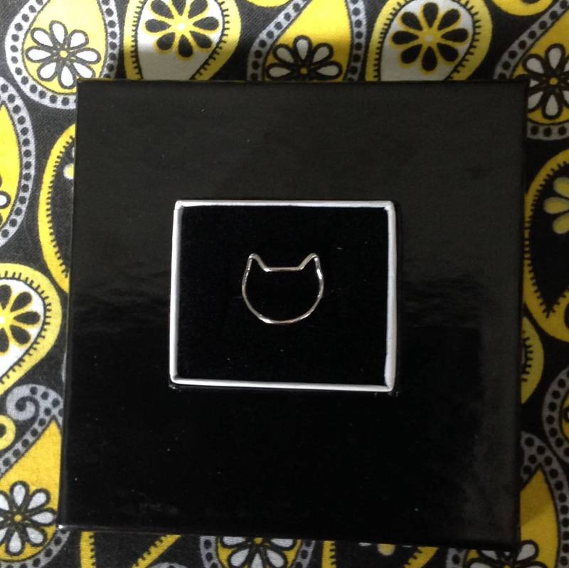 10 K Weißgold Kitty Katze Ring-Größe 7, 5 von SoManyRingsAndThings