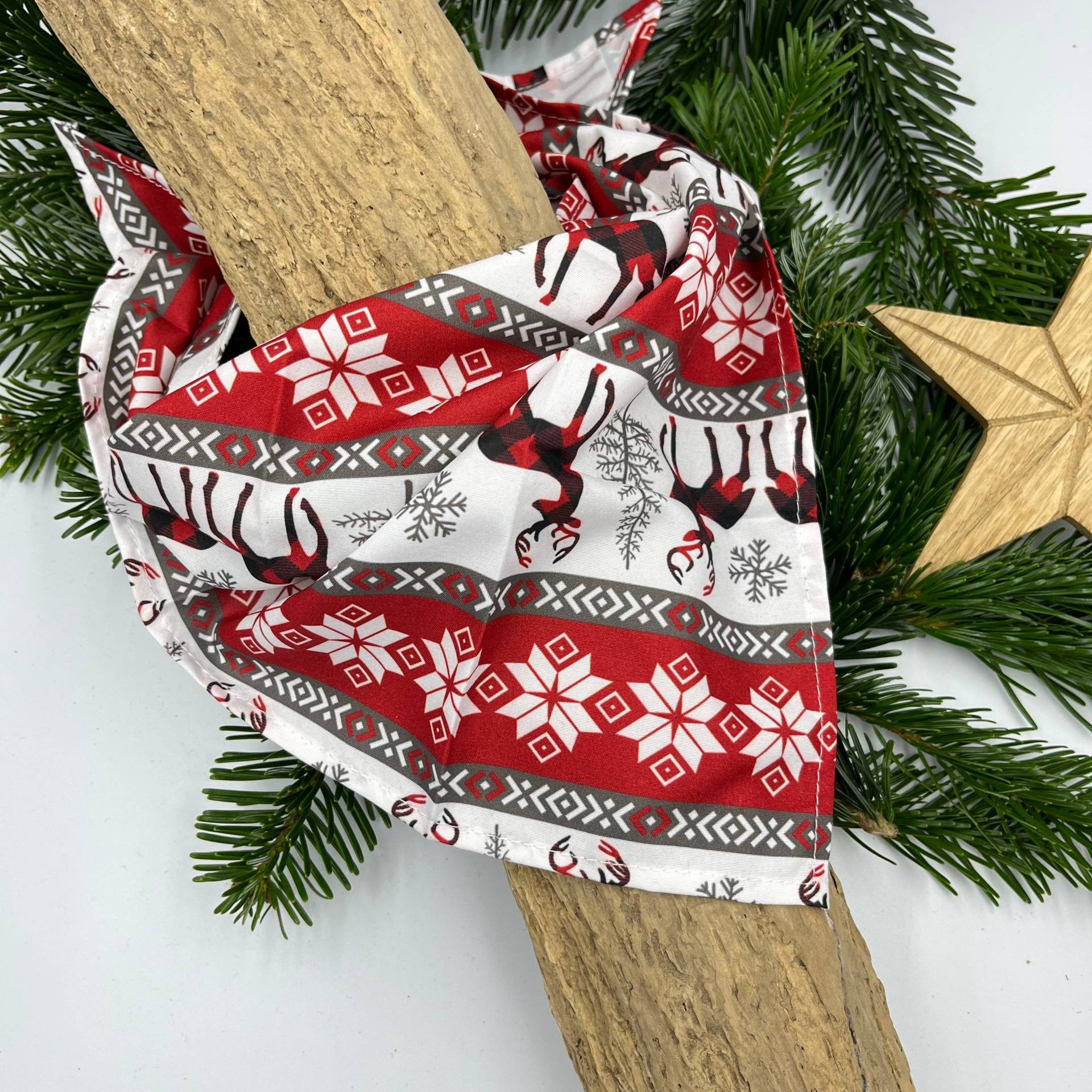 Halstuch Weihnachten Elch Rot/Weiß Bandana Dreieckstuch Für Hund Und Katze von SoMayla