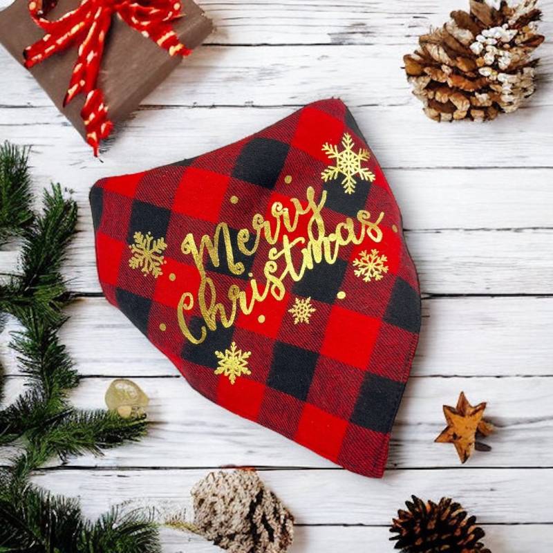 Halstuch Weihnachten Merry Christmas Bandana Dreieckstuch Für Hund Und Katze/ Kariert/Hundehalstuch Hundetuch Geschenk von SoMayla