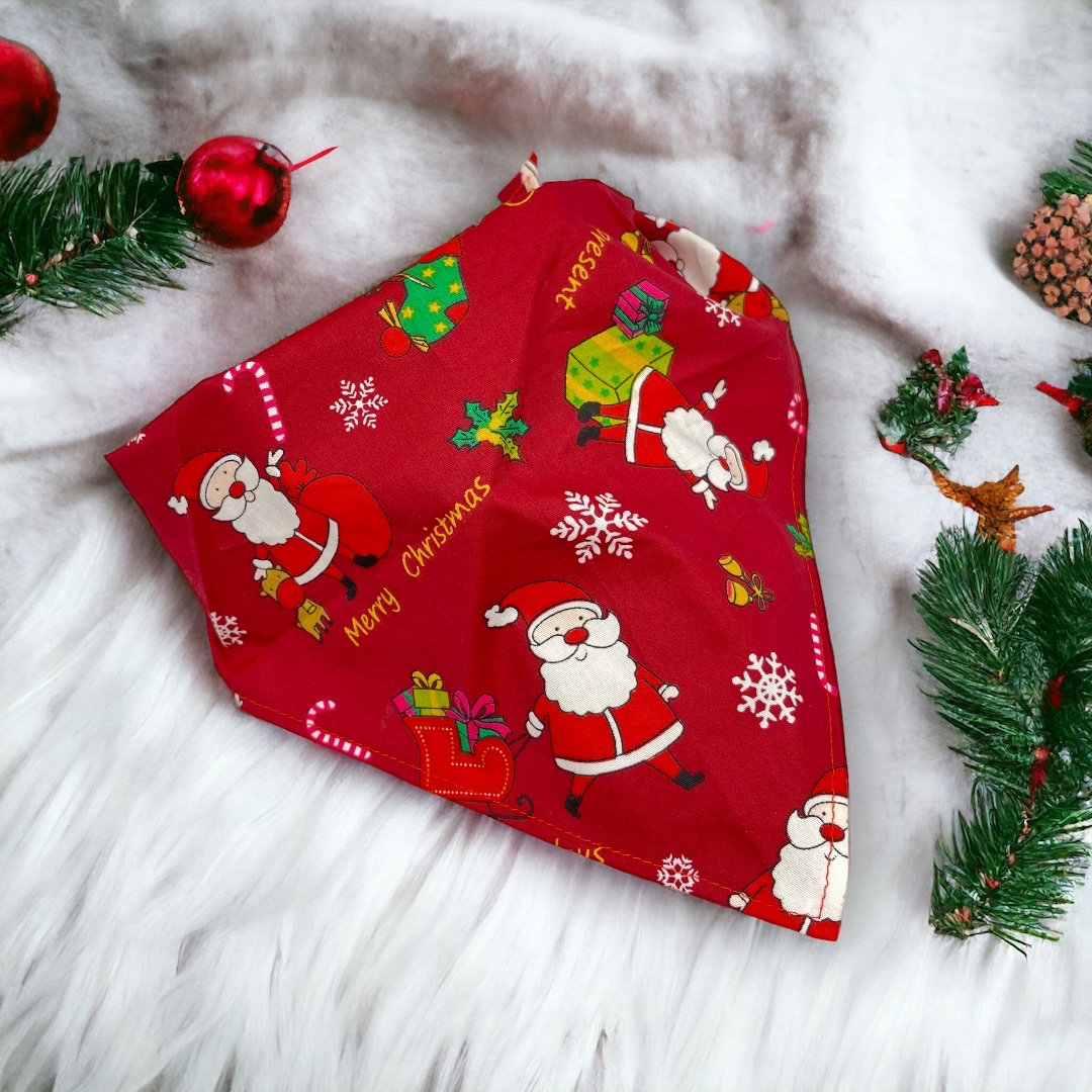 Halstuch Weihnachten Mit Weihnachtlichen Motiven Rot/Bandana Dreieckstuch Für Hund Und Katze Hundehalstuch Geschenk von SoMayla