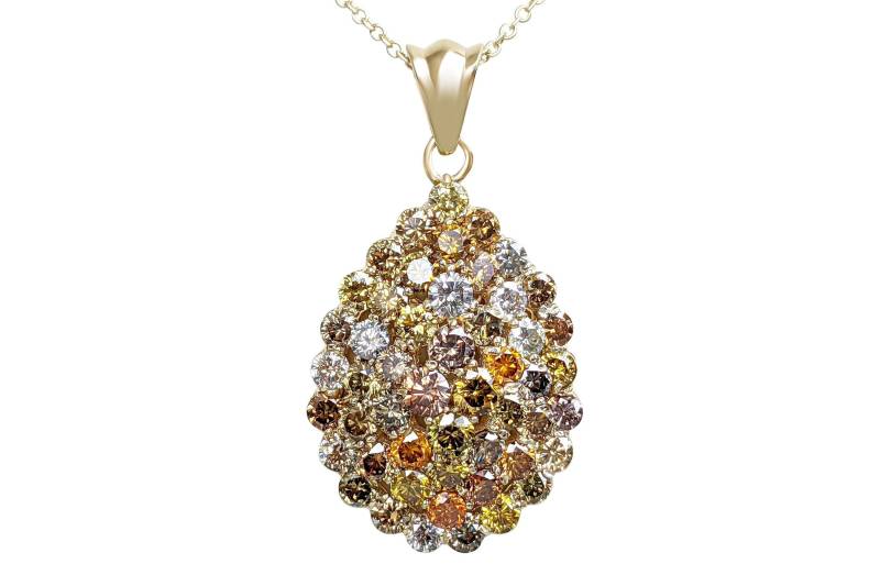 Fancy Diamonds Anhänger, 3, 51Ct Diamanten, 14K Gelbgold von SoNoArtGallery