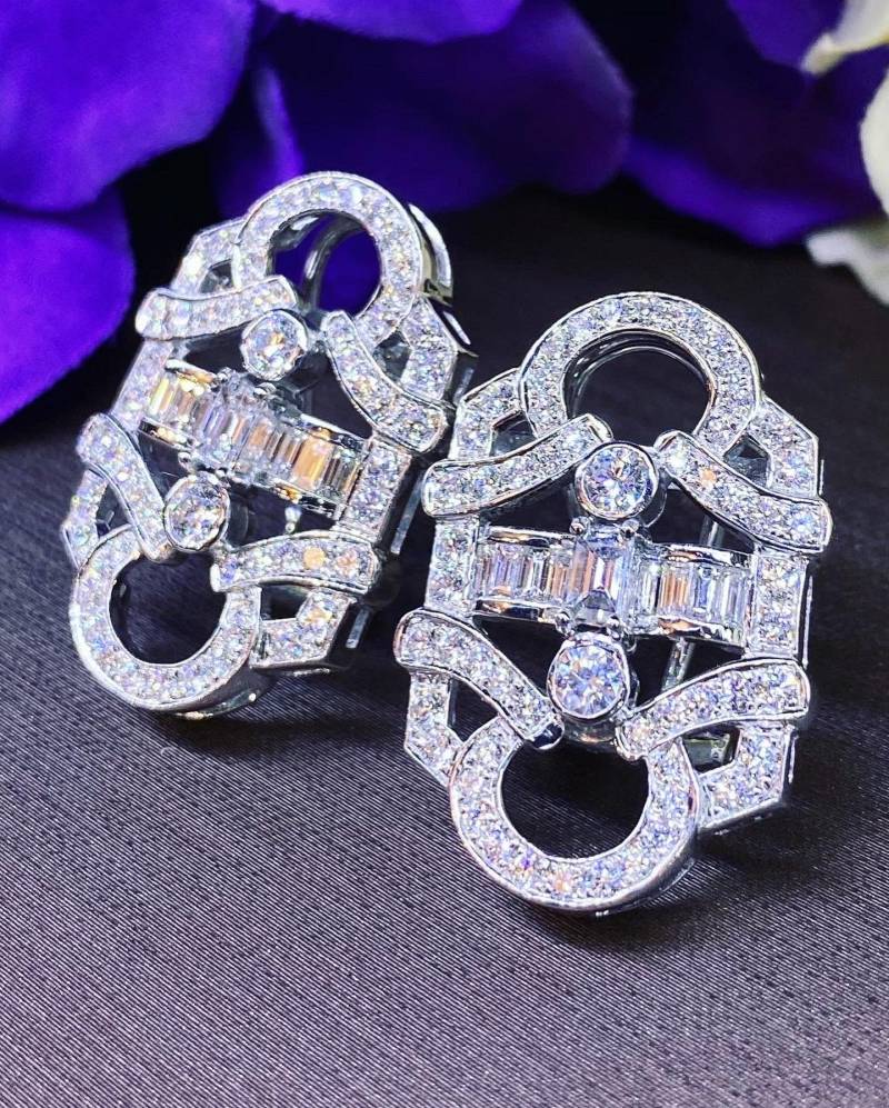 2.41Tcw Art Deco Diamant Baguette Natur 18K Massiv Weiß Gold Handgemacht Ohrringe Baumeln Hochzeit Geschenk Unsichtbar Kronleuchter Tropfen von SoPerfectJewelry