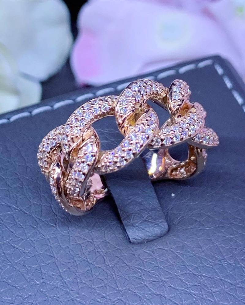 Atemberaubend Kette Vs Diamonds 18K Rosegold Ring Band Hip Hop Rapper Pink Rund Armband Kubanisch Weiß Eternity Semi Handmade Young Chic Neu von SoPerfectJewelry