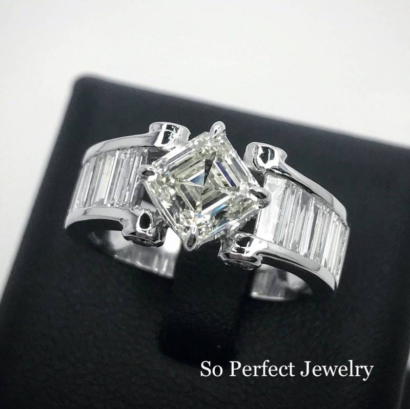 Hrd Zertifizierten 3.66Tcw Ring Smaragd Geschnitten Asscher Diamond & Vs Diamanten in 18K Weißgold Handgemachte Unisex Engagement Herren Mann von SoPerfectJewelry