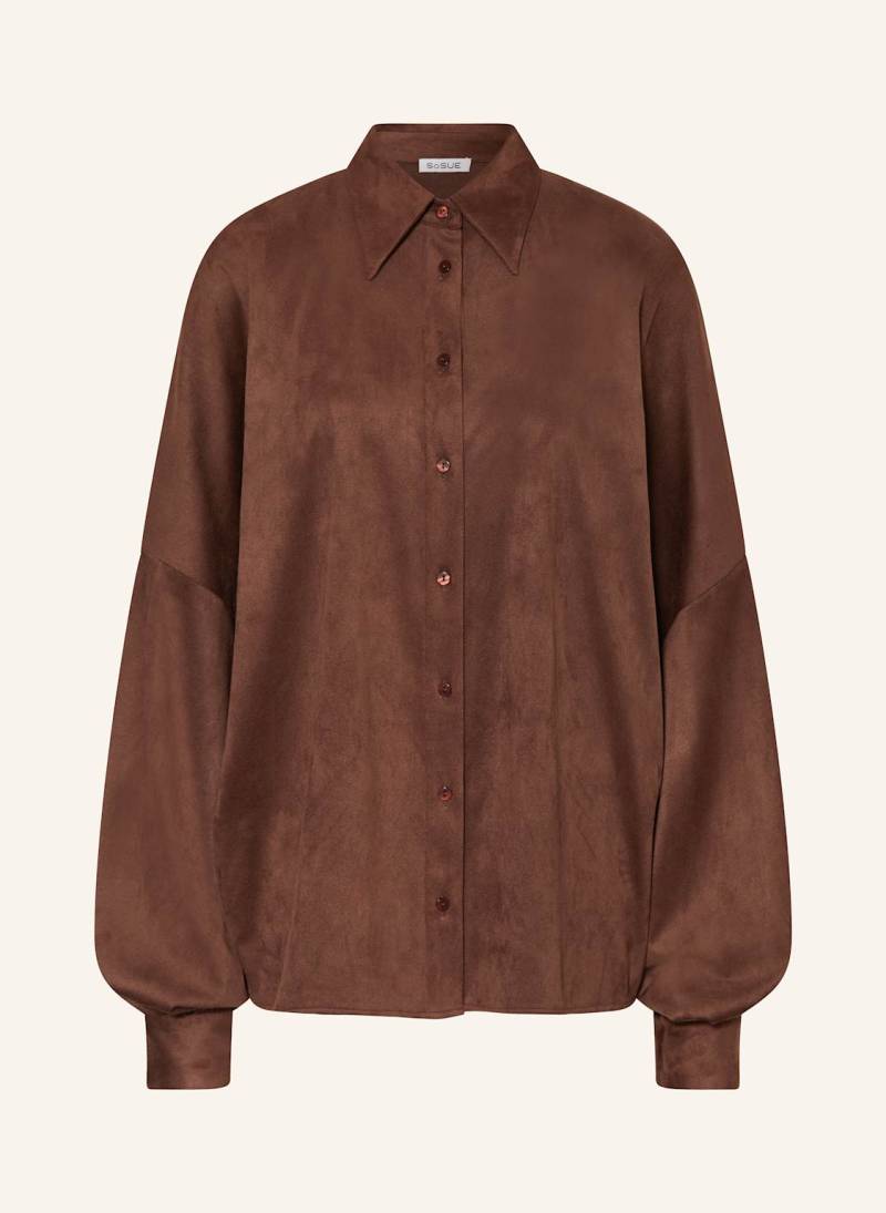Sosue Hemdbluse Antonia In Lederoptik braun von SoSUE