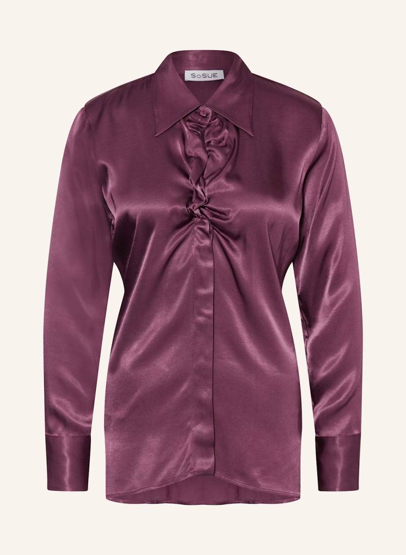 Sosue Hemdbluse Mit Rüschen Aus Satin rot von SoSUE