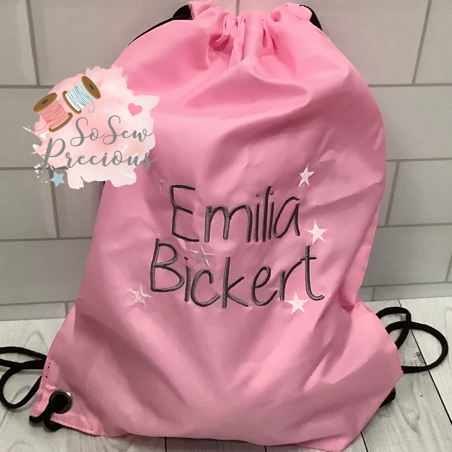 Personalisierter Stern Motiv Bestickte Kordelzugtasche, Pe Badetasche, Schuhbeutel Personalisierter Stern Motiv Bestickte Kordelzugtasche, Pe Badetasche, Schuhbeutel von SoSewPreciousGifts