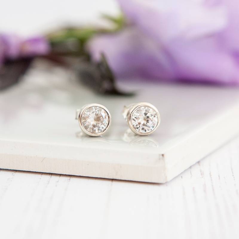 April Birthstone Zirkonia Sterling Silber Ohrstecker April Birthstone Zirkonia Sterling Silber Ohrstecker von SoSilverUK