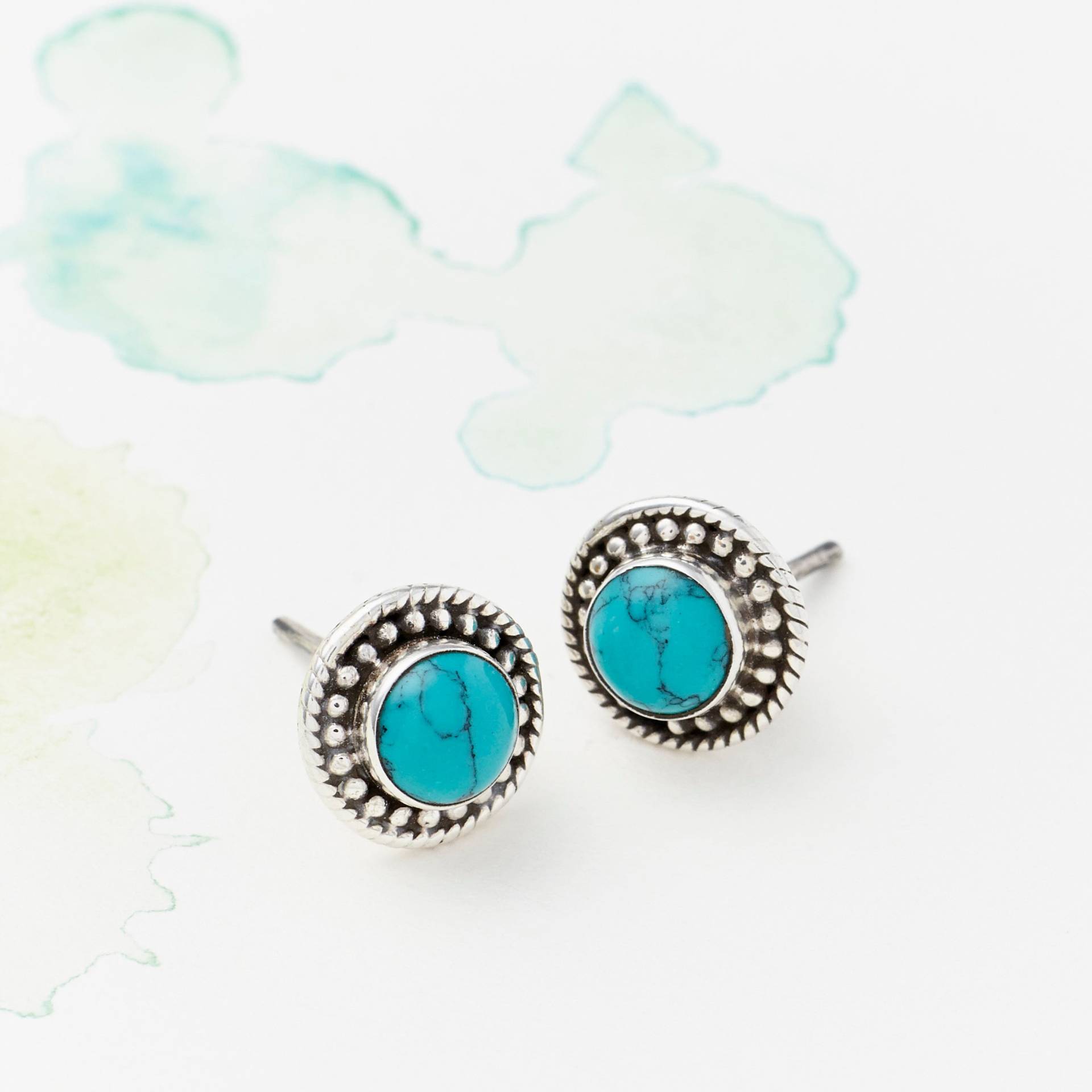 Handmade Sterling Silber Türkis Ohrstecker Im Boho Stil Handmade Sterling Silber Türkis Ohrstecker Im Boho Stil von SoSilverUK