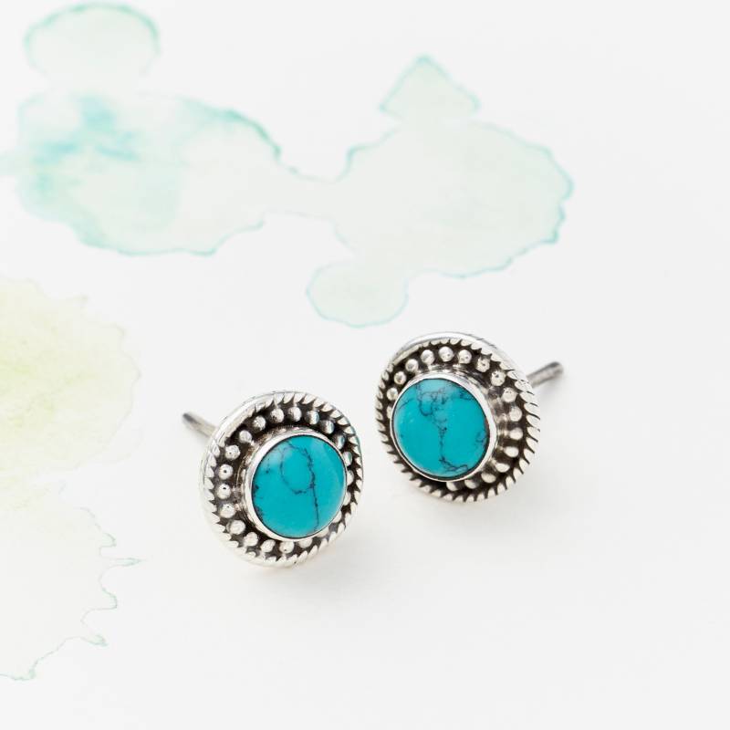 Handmade Sterling Silber Türkis Ohrstecker Im Boho Stil von SoSilverUK