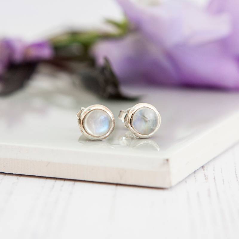 Regenbogen Mondstein Ohrstecker Juni Geburtsstein, Sterling Silber Regenbogen Mondstein Ohrstecker Juni Geburtsstein, Sterling Silber von SoSilverUK