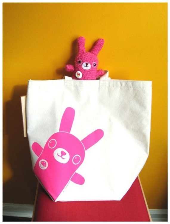 Bio-Baumwolle Hase Kaninchen Einkaufstasche - Wiederverwendbare Einkaufs-Lebensmittel-Tasche Bio-Baumwolle Hase Kaninchen Einkaufstasche - Wiederverwendbare Einkaufs-Lebensmittel-Tasche von SoSofties