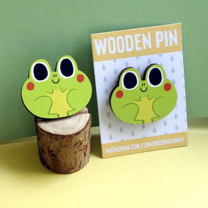 Lustiger Frosch Pin/Holz Anstecknadel von SoUnfunny