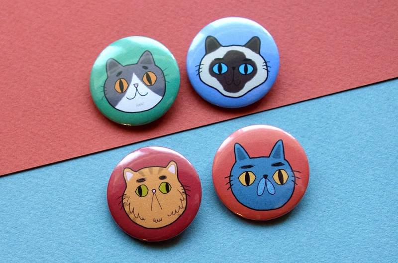 Niedliche Katze Button Pins/Pinback Buttons Set von SoUnfunny