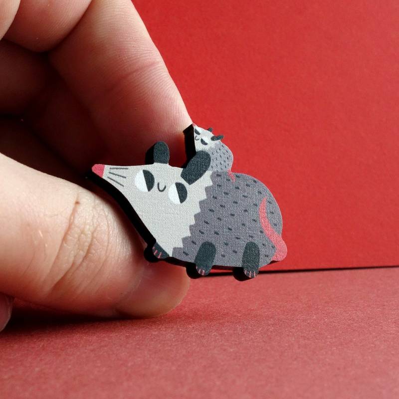 Possum Pin Anstecker/Opossum Brosche Aus Holz von SoUnfunny