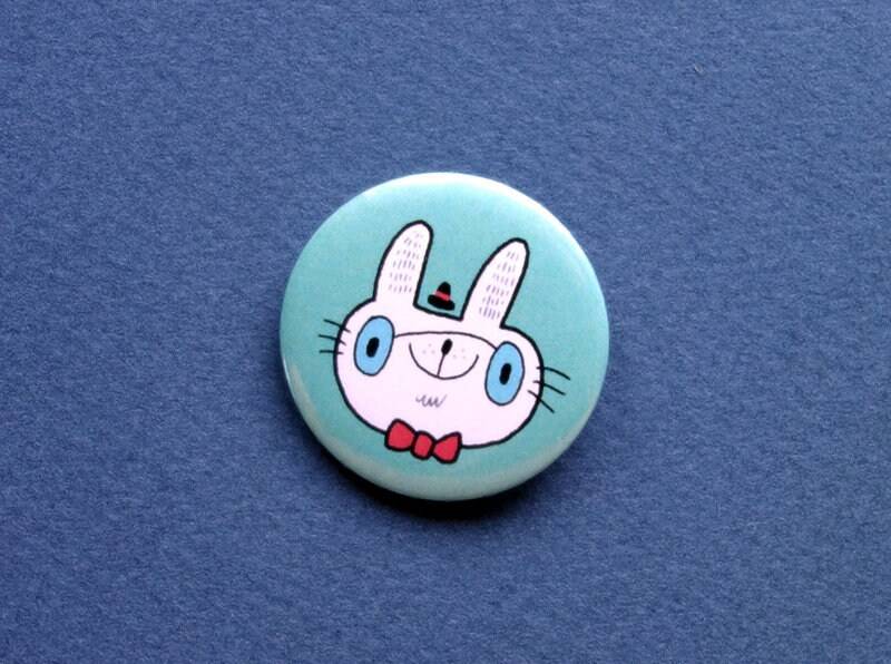 Weißer Hase Button Pin von SoUnfunny