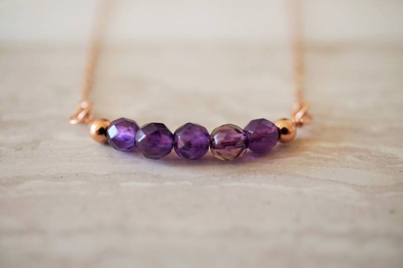Amethyst Bar Halskette Sterling Silber, Gold, Roségold - Februar Geburtsstein Amethyst Bar Halskette Sterling Silber, Gold, Roségold - Februar Geburtsstein von SoYouJewellery