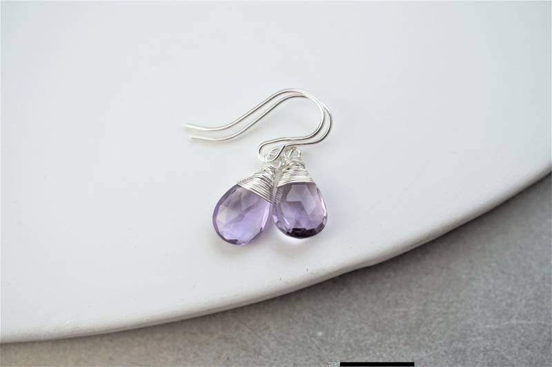 Draht Gewickelt Amethyst Ohrringe Sterling Silber, Gold, Rosegold Draht Gewickelt Amethyst Ohrringe Sterling Silber, Gold, Rosegold von SoYouJewellery