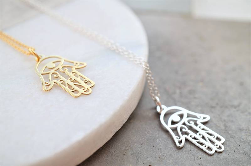 Hamsa Hand Halskette Sterling Silber Der Fatima Schutz Anhänger Hamsa Hand Halskette Sterling Silber Der Fatima Schutz Anhänger von SoYouJewellery
