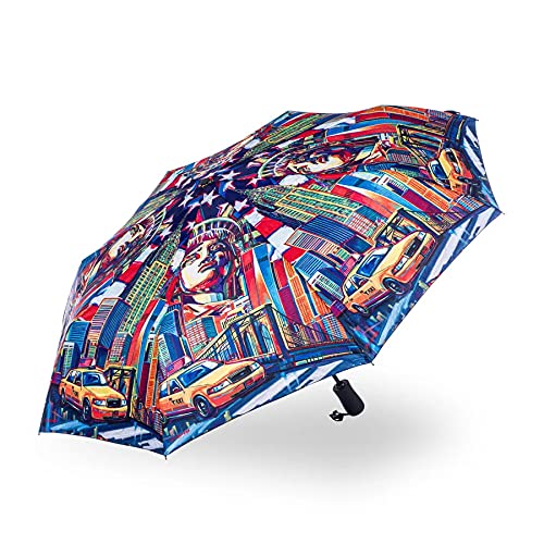 Soake StormKing Regenschirm mit automatischem Öffnen und Schließen, zusammenklappbar, City Collection New York, Farbe, mehrfarbig, Medium von Soake