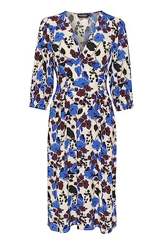 Soaked In Luxury Damen 3/4 Ärmel Below Knee Length Tying Belt V-Neck Kleid, Sandshell Graphic Flower, Medium von Soaked In Luxury