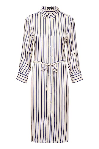 Soaked In Luxury Damen Shirt Dress Below Knee Length Long Sleeves Waist Belt Kleid, Coastal Fjord Stripe, Medium von Soaked In Luxury