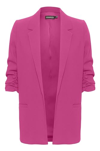 Soaked in Luxury Damen Slshirley Regular Fit 3/4 Ärmel Blazer, Fuchsienrot, 34 von Soaked in Luxury