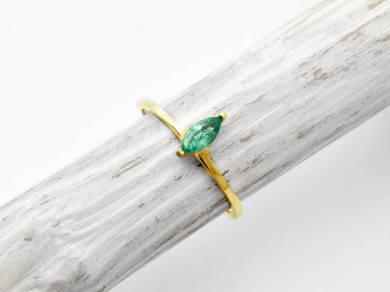 14K Solid Gold Smaragd Ring Edelstein von Silver8Heart