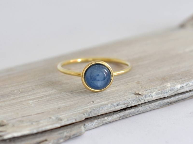 585Er Solid Kyanit Goldring Statement Blauer Edelstein von Silver8Heart