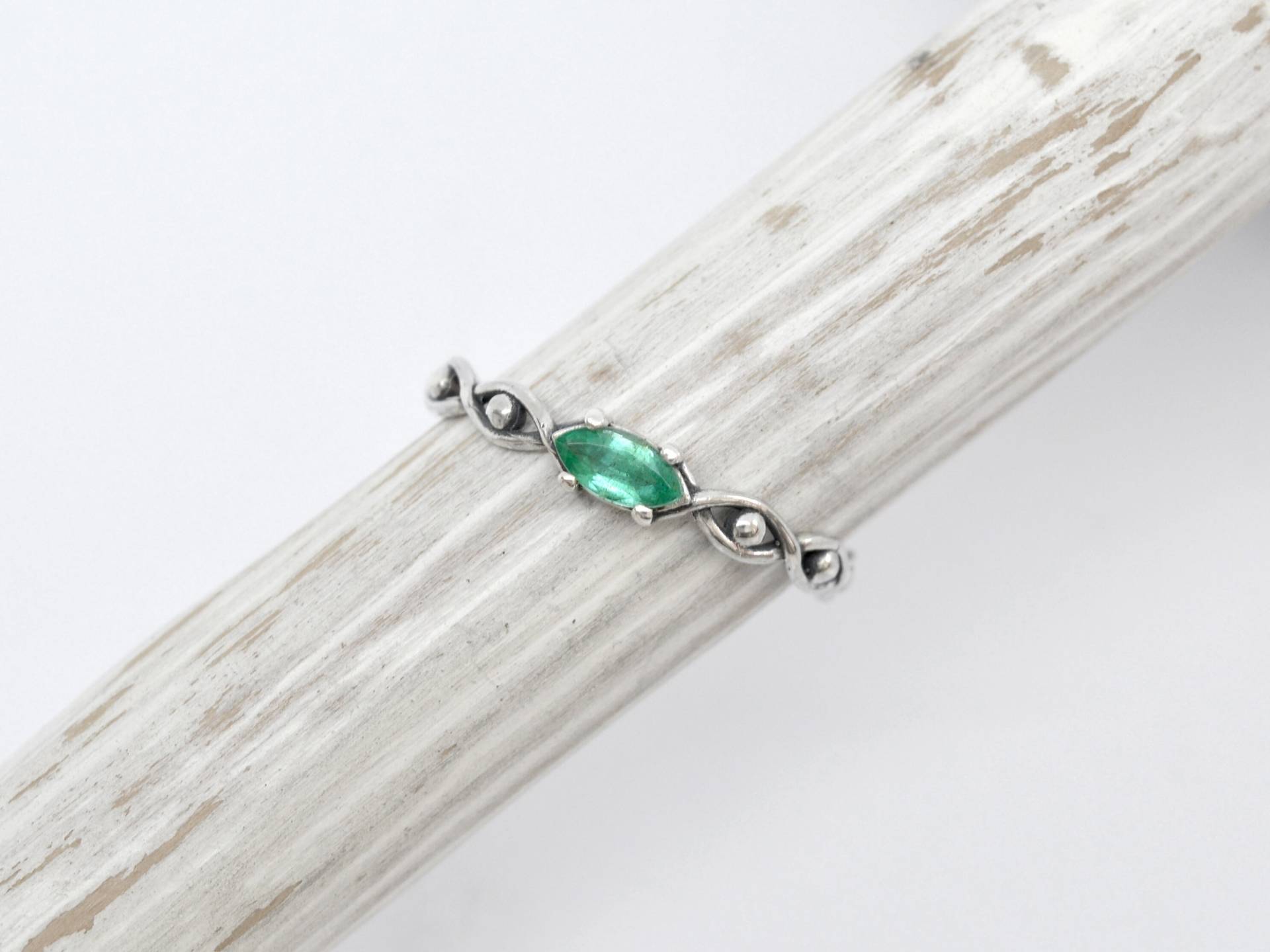 Silberring Mit Smaragd, Sterling Silber 925 Silberring Mit Smaragd, Sterling Silber 925 von SoamiJewelry