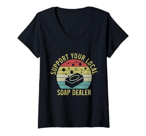 Damen Seifenhändler Lustige Unterstützung Ihres lokalen Seifenherstellers T-Shirt mit V-Ausschnitt Damen Seifenhändler Lustige Unterstützung Ihres lokalen Seifenherstellers T-Shirt mit V-Ausschnitt von Soap Making Apparel & Gifts