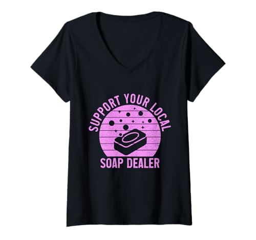 Damen Seifenhändler Lustige Unterstützung Ihres lokalen Seifenherstellers T-Shirt mit V-Ausschnitt Damen Seifenhändler Lustige Unterstützung Ihres lokalen Seifenherstellers T-Shirt mit V-Ausschnitt von Soap Making Apparel & Gifts