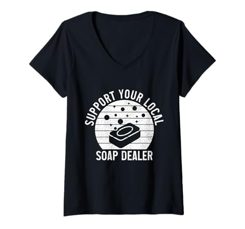 Damen Seifenhändler Lustige Unterstützung Ihres lokalen Seifenherstellers T-Shirt mit V-Ausschnitt Damen Seifenhändler Lustige Unterstützung Ihres lokalen Seifenherstellers T-Shirt mit V-Ausschnitt von Soap Making Apparel & Gifts