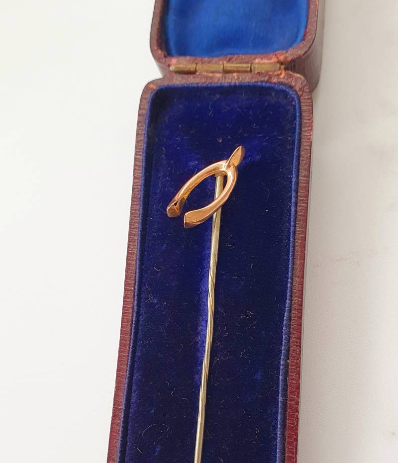 Antike 9Ct Rose Gold Wunschbone Hut Pin/Haarspange. Vintage Schmuck, Hochzeitsschmuck. Braut Haar Accessoire. Geschenk Antike 9Ct Rose Gold Wunschbone Hut Pin/Haarspange. Vintage Schmuck, Hochzeitsschmuck. Braut Haar Accessoire. Geschenk von SobelleJewellery