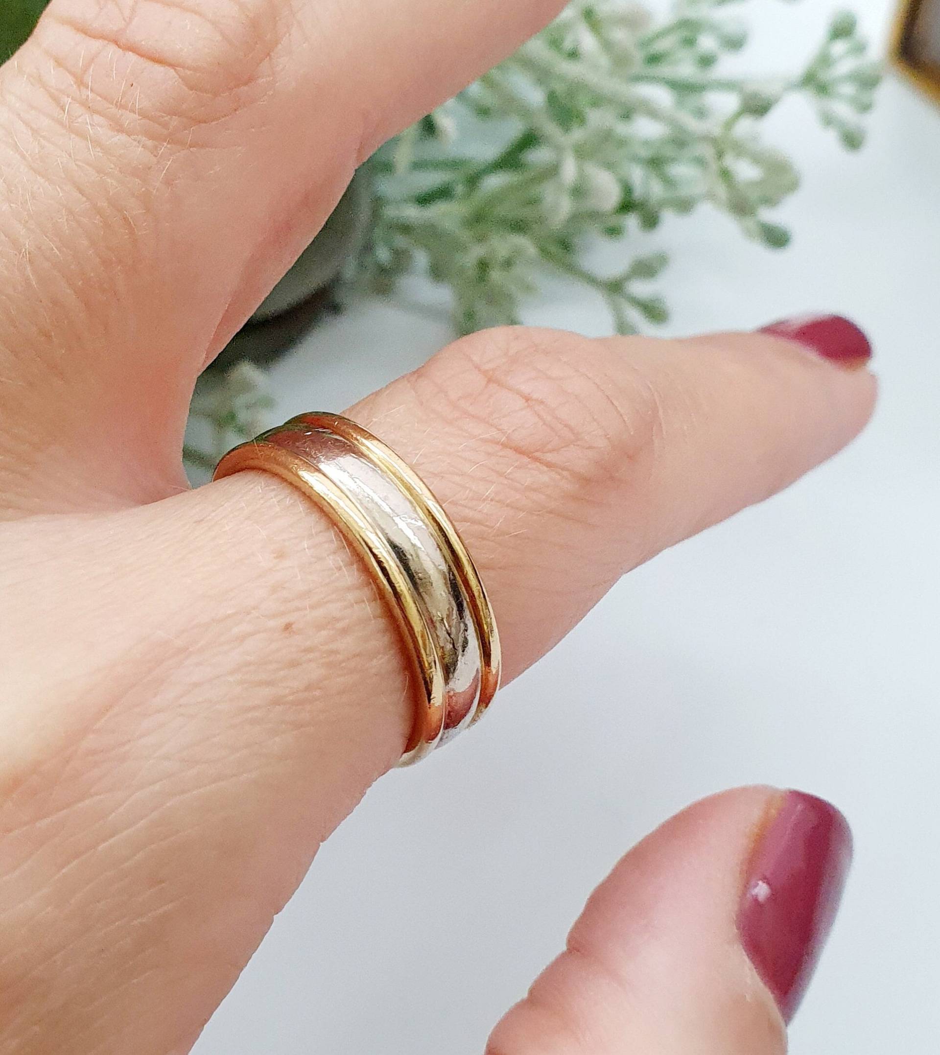 Vintage 18Ct Gold & Weiß Band Ring. Größe T | Eu 61 Freie Größenänderung. Schwer 8, 8G. Schmuck/Schmuck. Ehering, Herrenring von SobelleJewellery