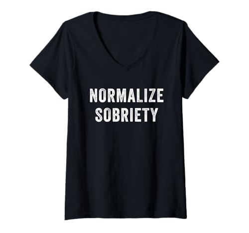 Damen Sober Sobriety Recovery T-Shirt mit V-Ausschnitt von Sober Wear
