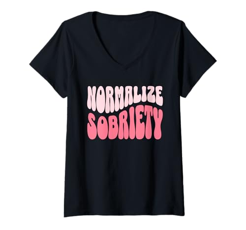 Damen Women Sober Sobriety Recovery T-Shirt mit V-Ausschnitt von Sober Wear