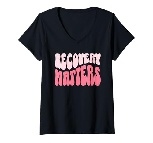 Damen Women Sober Sobriety Recovery T-Shirt mit V-Ausschnitt von Sober Wear