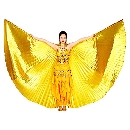 Sobotoo Damen Bauchtanz Kostüm Winkel Isis Flügel mit Stäben, gold, Einheitsgröße von Sobotoo