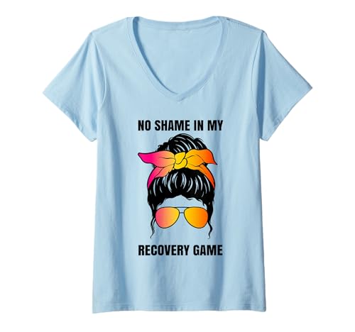 Damen No Shame In My Recovery Game Nüchternheit Soberversary AA NA T-Shirt mit V-Ausschnitt Damen No Shame In My Recovery Game Nüchternheit Soberversary AA NA T-Shirt mit V-Ausschnitt von Sobriety Anniversary Clean Sober Living Apparel Co