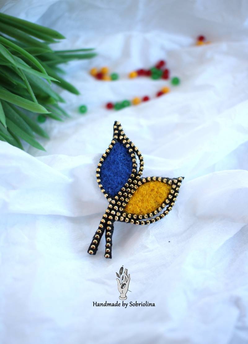 Blaue Und Gelbe Brosche/Moderne Reißverschlussbrosche Designer-Anstecknadel Muttertag Bestes Geschenk von Sobriolina