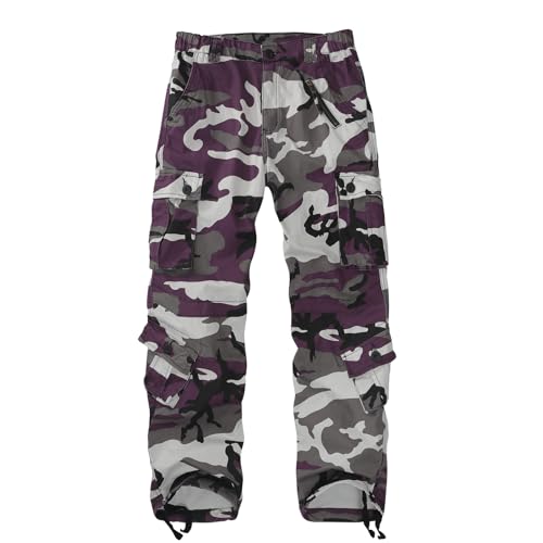 Sobrisah Cargohose für Damen, mittelhohe Taille, taktische Hose, 8 Taschen, Baggy, Wandern, Freizeithose, Arbeitskleidung, Camo Purple, 48 Sobrisah Cargohose für Damen, mittelhohe Taille, taktische Hose, 8 Taschen, Baggy, Wandern, Freizeithose, Arbeitskleidung, Camo Purple, 48 von Sobrisah