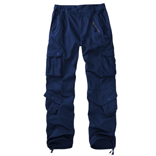 Sobrisah Mittelhohe Cargohose für Damen, schwere Baumwolle, Freizeithose, 8 Taschen, normale Passform/Übergröße, Militär-Arbeitshose, Marineblau, 38 Sobrisah Mittelhohe Cargohose für Damen, schwere Baumwolle, Freizeithose, 8 Taschen, normale Passform/Übergröße, Militär-Arbeitshose, Marineblau, 38 von Sobrisah