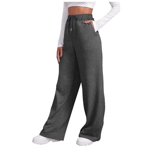 Baggy Jogginghose Damen,Jogginghose Damen Baggy Sommerhose Leicht Sommer Mädchen Sweatpants Trainingshose Lang mit Taschen Yogahose Freizeithose Bequeme Weite Sporthose Schlupfhose (Grau,S) von Sobzia