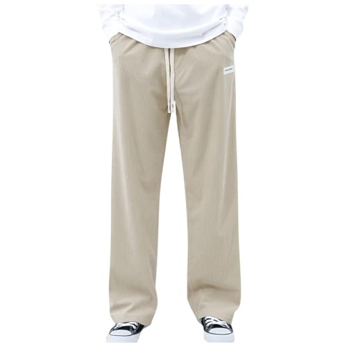 Cordhose Herren Elastischer Bund: Weite mit Taschen Hosen Gerades Bein Weite Hose High Waist Herbst/Winter Männer Elegant Freizeithose Locker Corduroy Stoffhose S-3XL von Sobzia